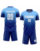 Best Pro Custom Light Blue White-Royal Sublimation Fade Fashion Soccer Uniform Jersey