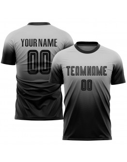 Best Pro Custom Gray Black Sublimation Fade Fashion Soccer Uniform Jersey