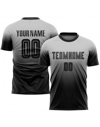 Best Pro Custom Gray Black Sublimation Fade Fashion Soccer Uniform Jersey