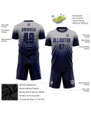 Best Pro Custom Gray Navy Sublimation Fade Fashion Soccer Uniform Jersey