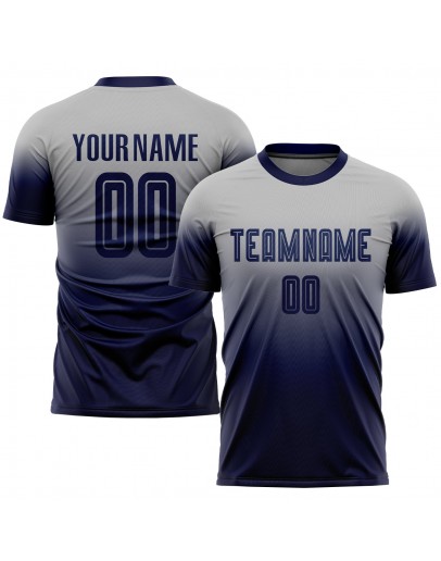 Best Pro Custom Gray Navy Sublimation Fade Fashion Soccer Uniform Jersey