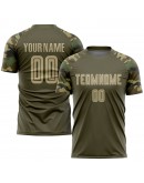 Best Pro Custom Olive Vegas Gold-Camo Sublimation Salute To Service Soccer Uniform Jersey
