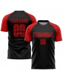 Best Pro Custom Black Red Sublimation Soccer Uniform Jersey
