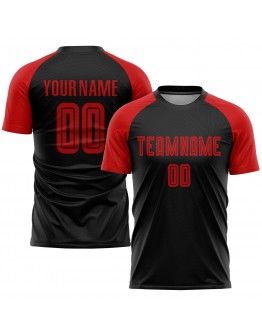 Best Pro Custom Black Red Sublimation Soccer Uniform Jersey