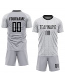 Best Pro Custom Gray Black-White Sublimation Soccer Uniform Jersey