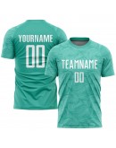 Best Pro Custom Aqua White Sublimation Soccer Uniform Jersey