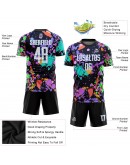 Best Pro Custom Graffiti Pattern White-Light Blue Sublimation Soccer Uniform Jersey
