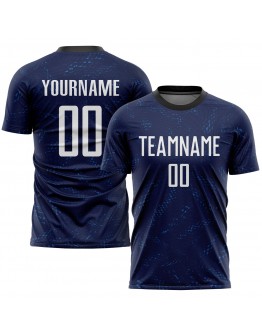 Best Pro Custom Navy White-Black Sublimation Soccer Uniform Jersey