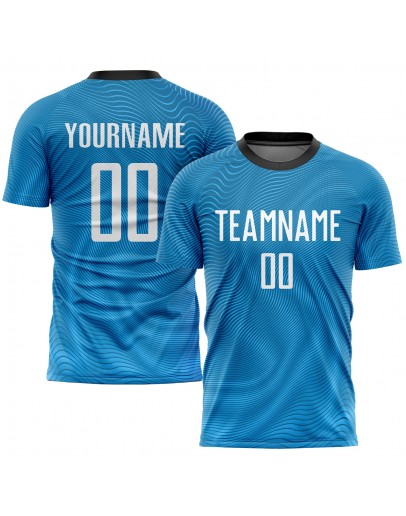 Best Pro Custom Light Blue White-Black Sublimation Soccer Uniform Jersey