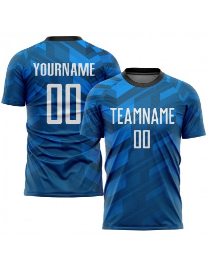 Best Pro Custom Light Blue White-Black Sublimation Soccer Uniform Jersey