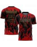 Best Pro Custom Red Black-Old Gold Sublimation Soccer Uniform Jersey