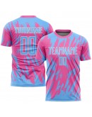 Best Pro Custom Pink Light Blue-White Sublimation Soccer Uniform Jersey