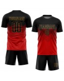 Best Pro Custom Red Black-Old Gold Sublimation Soccer Uniform Jersey