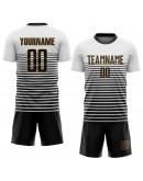 Best Pro Custom White Black-Old Gold Sublimation Soccer Uniform Jersey