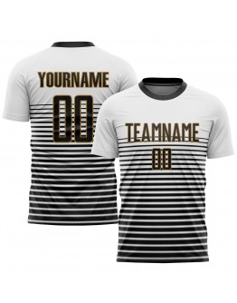 Best Pro Custom White Black-Old Gold Sublimation Soccer Uniform Jersey