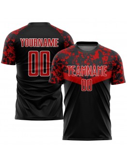 Best Pro Custom Black Red-White Sublimation Soccer Uniform Jersey