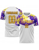 Best Pro Custom White Gold-Purple Sublimation Soccer Uniform Jersey