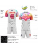 Best Pro Custom White Pink-Gold Sublimation Soccer Uniform Jersey