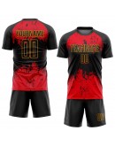 Best Pro Custom Black Black-Red Sublimation Soccer Uniform Jersey