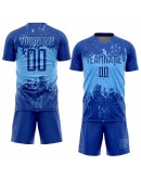 Best Pro Custom Royal Pink-Light Blue Sublimation Soccer Uniform Jersey