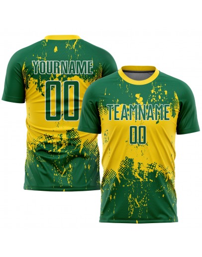 Best Pro Custom Kelly Green Kelly Green-Gold Sublimation Soccer Uniform Jersey