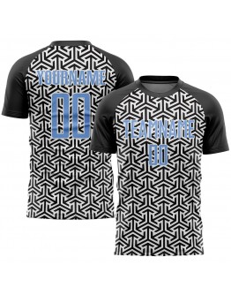 Best Pro Custom Black Light Blue-White Sublimation Soccer Uniform Jersey