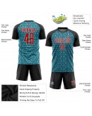 Best Pro Custom Aqua Red-Black Sublimation Soccer Uniform Jersey