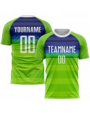 Best Pro Custom Neon Green White-Royal Sublimation Soccer Uniform Jersey