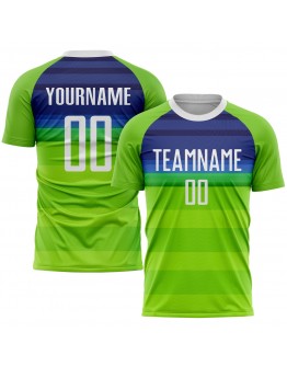 Best Pro Custom Neon Green White-Royal Sublimation Soccer Uniform Jersey