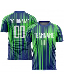 Best Pro Custom Neon Green White-Royal Sublimation Soccer Uniform Jersey