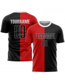 Best Pro Custom Red Black-White Sublimation Split Fashion Soccer Uniform Jersey