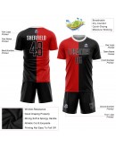 Best Pro Custom Red Black-White Sublimation Split Fashion Soccer Uniform Jersey