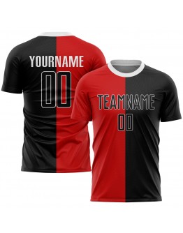Best Pro Custom Red Black-White Sublimation Split Fashion Soccer Uniform Jersey