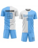 Best Pro Custom White Light Blue-Black Sublimation Split Fashion Soccer Uniform Jersey