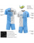 Best Pro Custom White Light Blue-Black Sublimation Split Fashion Soccer Uniform Jersey