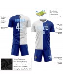 Best Pro Custom Royal White-Light Blue Sublimation Split Fashion Soccer Uniform Jersey