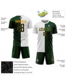 Best Pro Custom White Green-Gold Sublimation Split Fashion Soccer Uniform Jersey