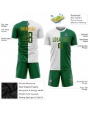 Best Pro Custom White Kelly Green-Gold Sublimation Split Fashion Soccer Uniform Jersey