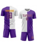 Best Pro Custom White Purple-Gold Sublimation Split Fashion Soccer Uniform Jersey