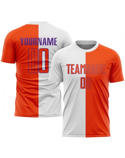 Best Pro Custom White Orange-Purple Sublimation Split Fashion Soccer Uniform Jersey