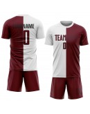 Best Pro Custom White Crimson-Black Sublimation Split Fashion Soccer Uniform Jersey