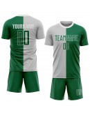 Best Pro Custom Gray Kelly Green-White Sublimation Split Fashion Soccer Uniform Jersey