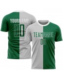 Best Pro Custom Gray Kelly Green-White Sublimation Split Fashion Soccer Uniform Jersey