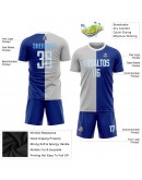Best Pro Custom Royal White-Gray Sublimation Split Fashion Soccer Uniform Jersey