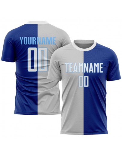 Best Pro Custom Royal White-Gray Sublimation Split Fashion Soccer Uniform Jersey