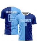 Best Pro Custom Royal Light Blue-White Sublimation Split Fashion Soccer Uniform Jersey