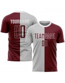 Best Pro Custom Gray Crimson-White Sublimation Split Fashion Soccer Uniform Jersey