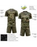 Best Pro Custom Camo Vegas Gold-Olive Sublimation Salute To Service Soccer Uniform Jersey
