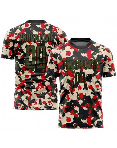 Best Pro Custom Camo Olive-Black Sublimation Salute To Service Soccer Uniform Jersey