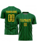 Best Pro Custom Kelly Green Gold Sublimation Soccer Uniform Jersey